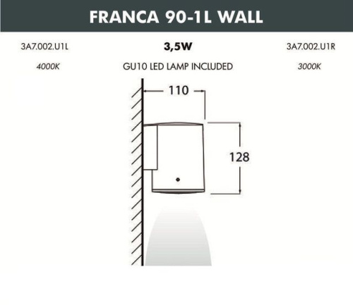 Архитектурная подсветка Franca 90 3A7.002.000.WXU1L фото 2