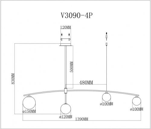 Подвесной светильник Sierro V3090-4P фото 2