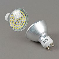 Лампочка светодиодная  GU10-5W-6000K-42LED-cl