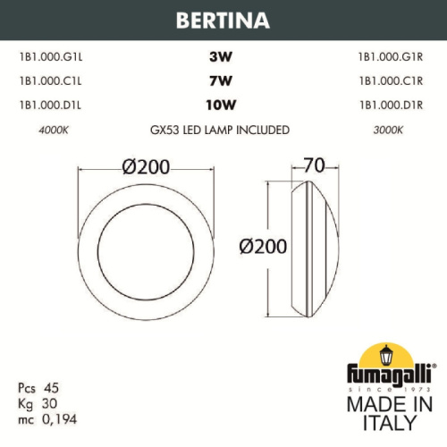 Настенный светильник уличный Bertina 1B1.000.000.WYG1L фото 2